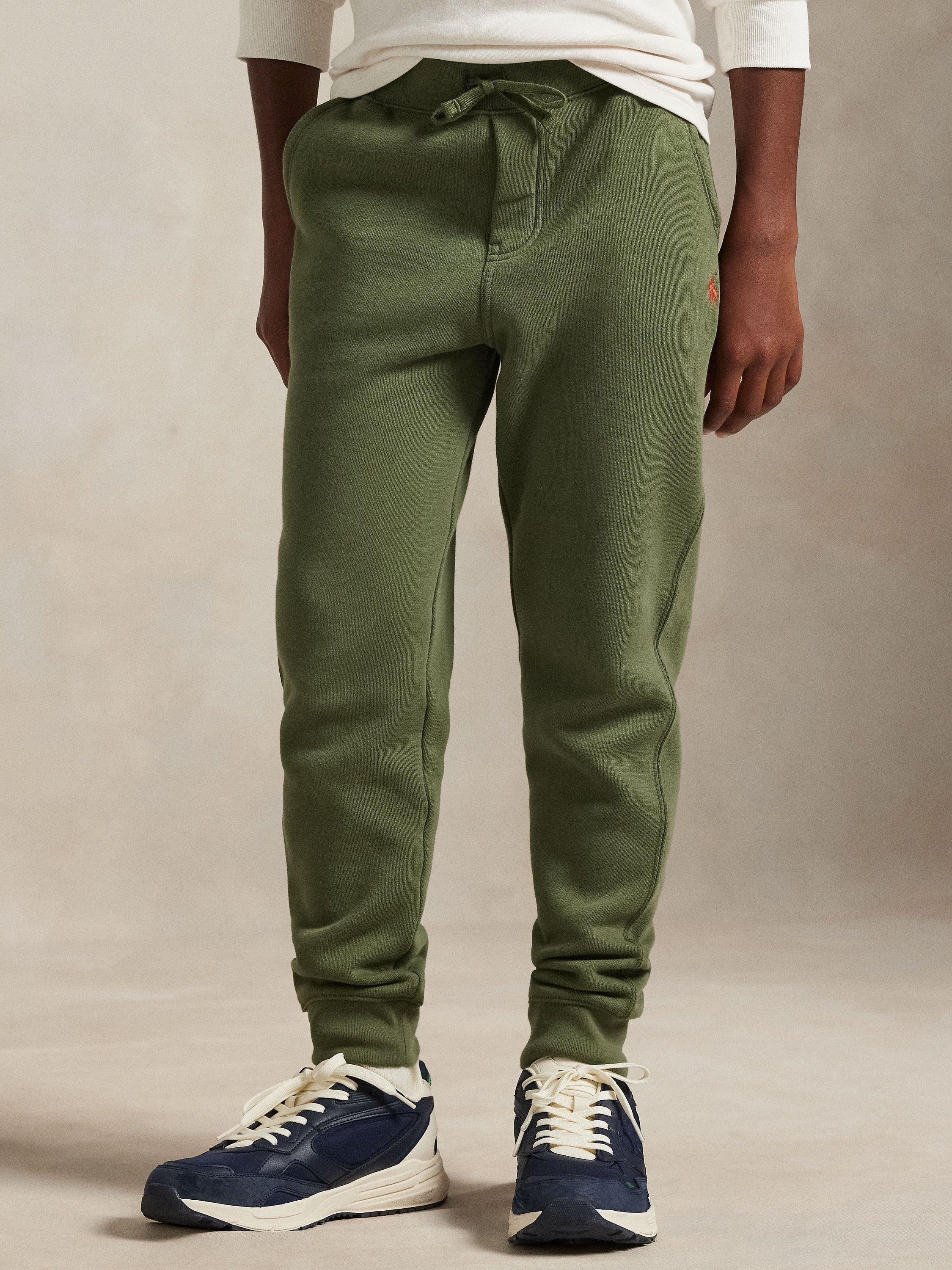 Product image 2 of 2, which shows Ralph Lauren Kids' Cotton Blend Drawstring Jogging Bottoms, Olive, S