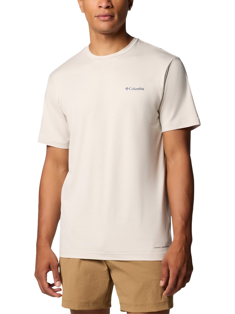 Product image 1 of 4, which shows Columbia Cotton Regular Fit Kwick Hike Graphic T-Shirt, Dark Stone Heather, S
