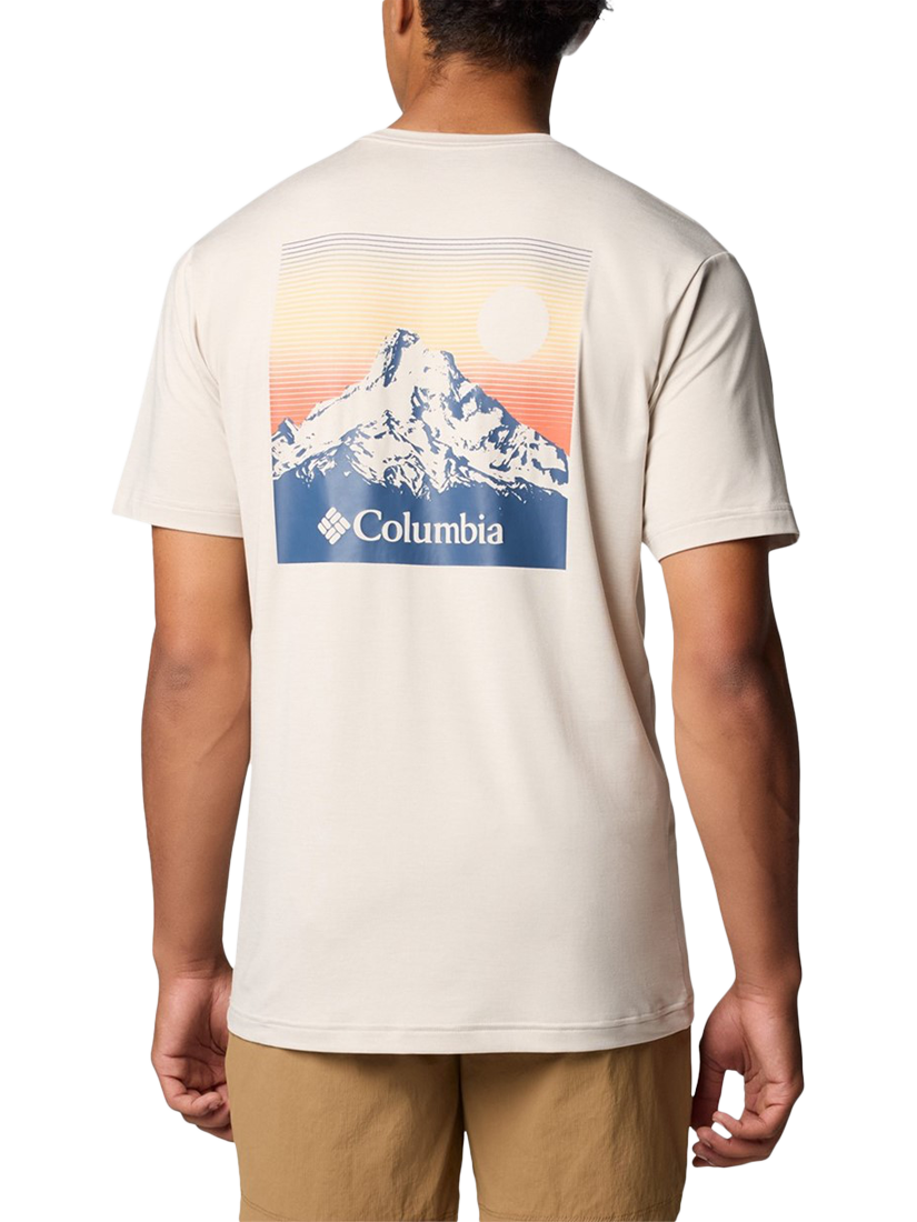 Product image 2 of 4, which shows Columbia Cotton Regular Fit Kwick Hike Graphic T-Shirt, Dark Stone Heather, S