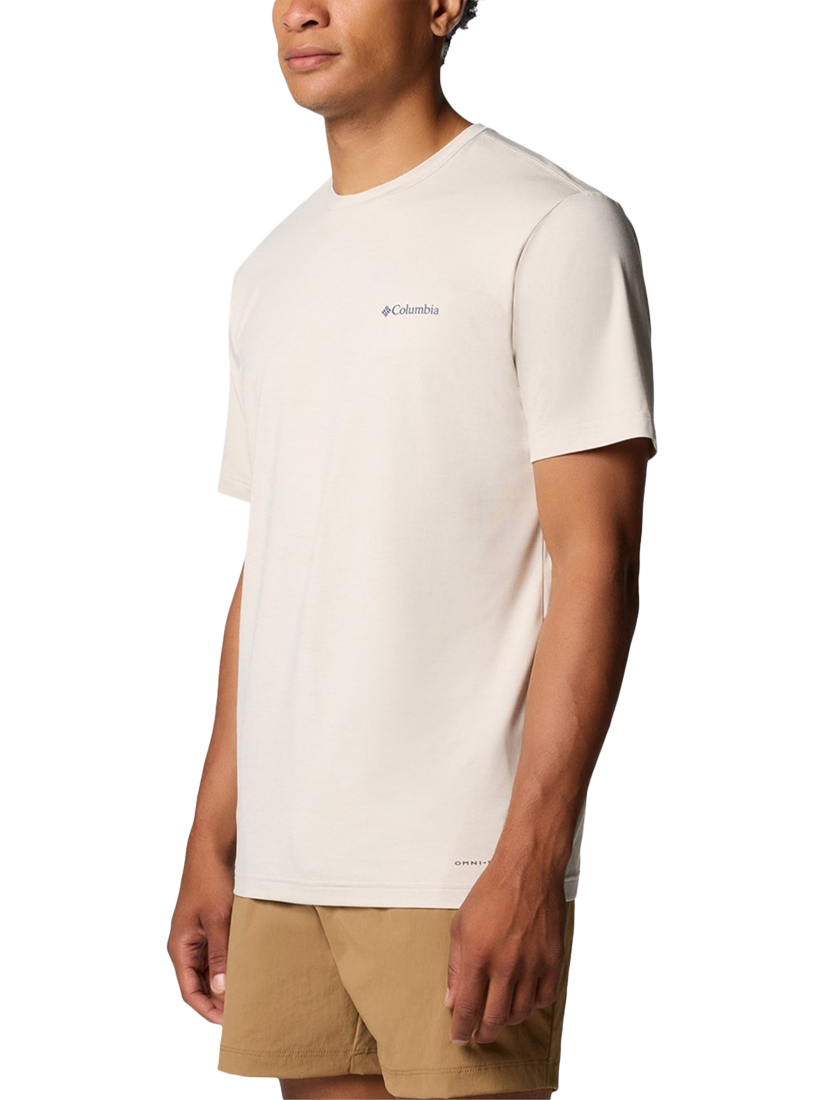 Product image 3 of 4, which shows Columbia Cotton Regular Fit Kwick Hike Graphic T-Shirt, Dark Stone Heather, S
