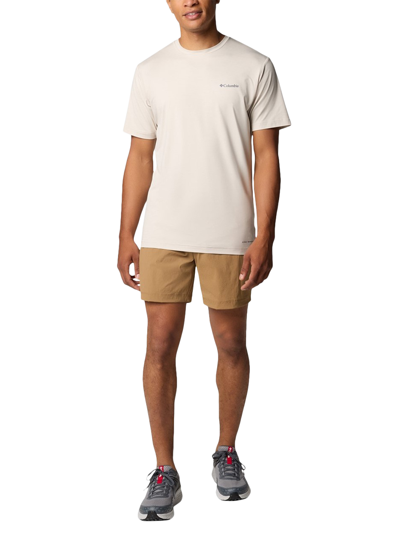 Product image 4 of 4, which shows Columbia Cotton Regular Fit Kwick Hike Graphic T-Shirt, Dark Stone Heather, S