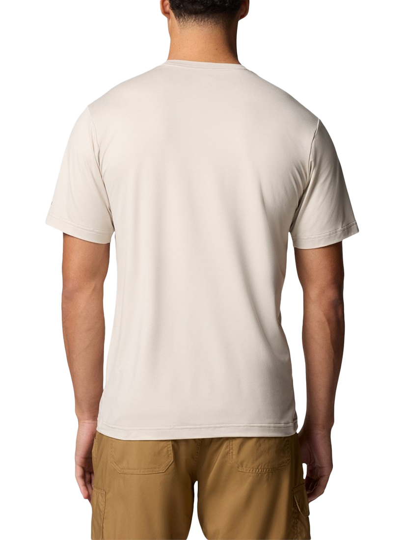 Product image 2 of 3, which shows Columbia Cotton Regular Fit Kwick Hike Graphic T-Shirt, Dark Stone Heather, S