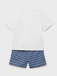 Mango Kids' Cotton Striped Boat Pyjama Set, Navy