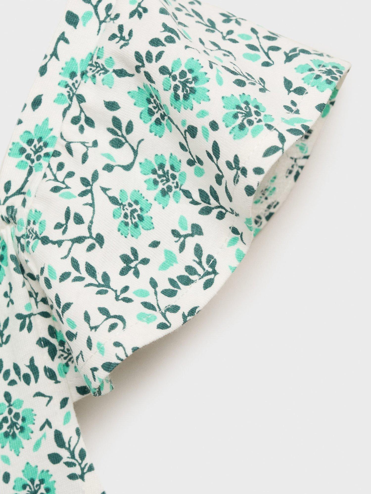 Product image 4 of 4, which shows Mango Kids' Salty Cotton Floral Pyjama Set, Green, 11-12 years