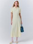 Ghost Verity Puffed Sleeve Collared Button Detail Fitted Midi Dress