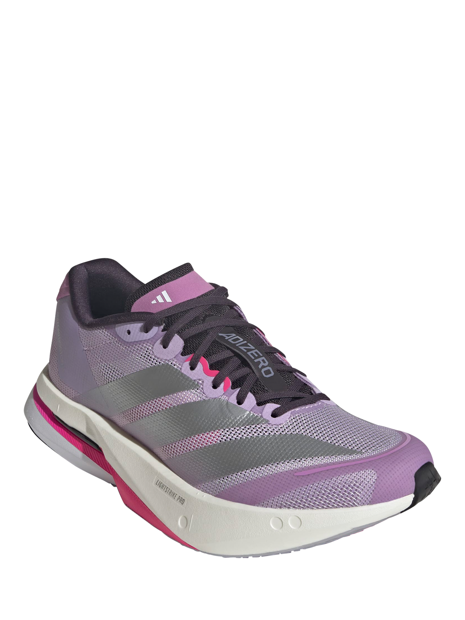 Product image 2 of 8, which shows adidas Adizero Boston Trainers, Powplu/Silver, 4