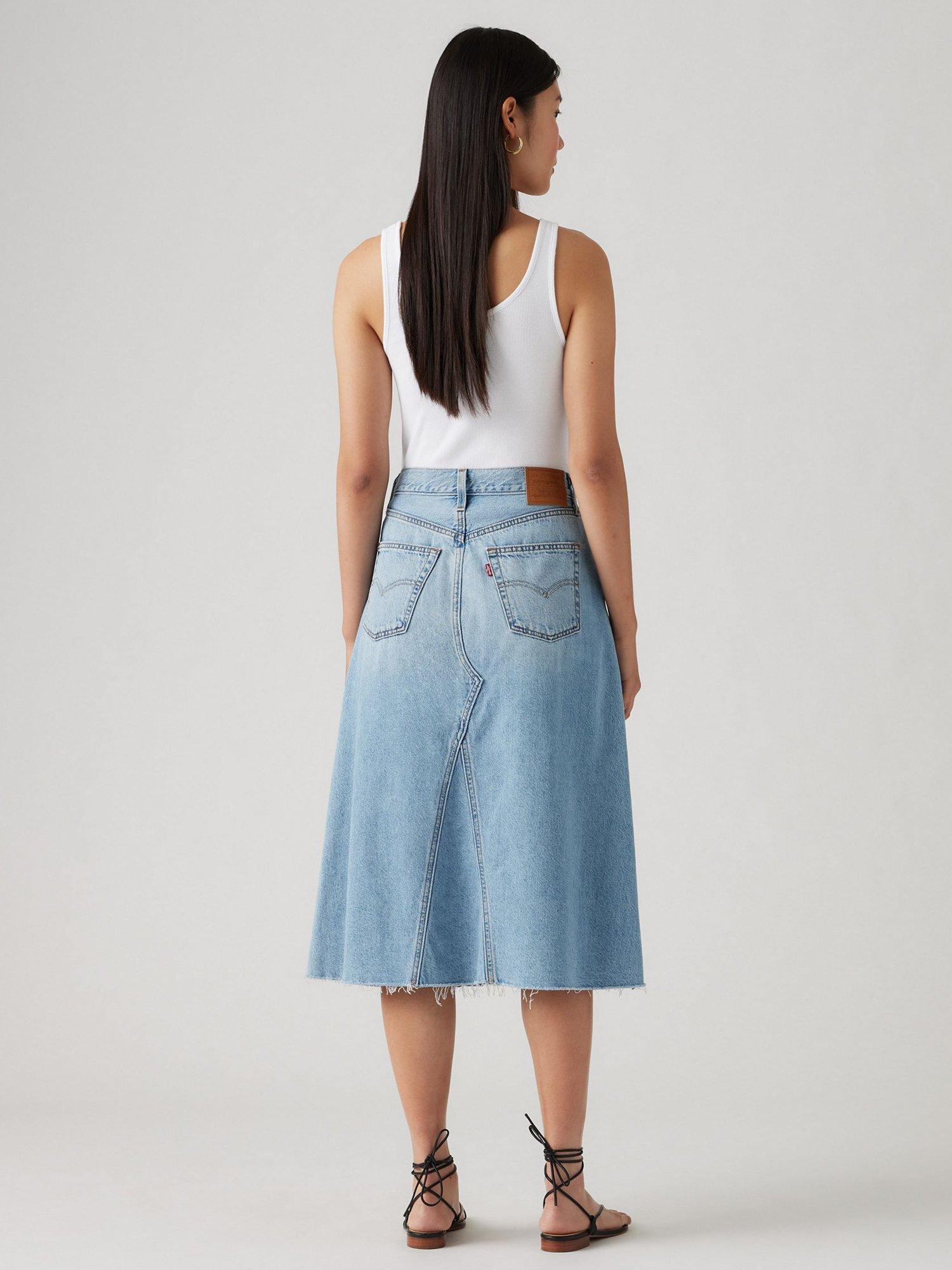 Product image 2 of 6, which shows Levi's Deacon High Rise Denim Midi Skirt, Secret Secret, 24