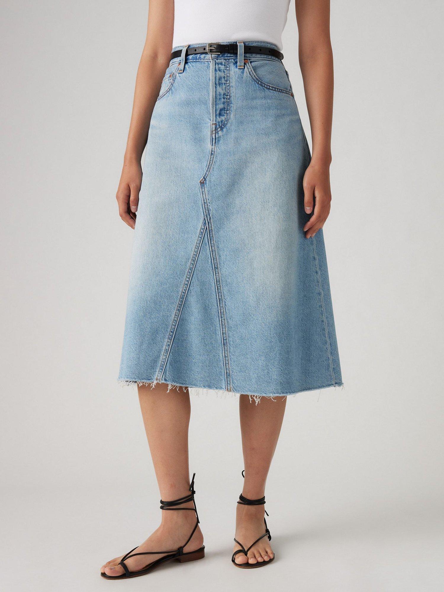 Product image 3 of 6, which shows Levi's Deacon High Rise Denim Midi Skirt, Secret Secret, 24