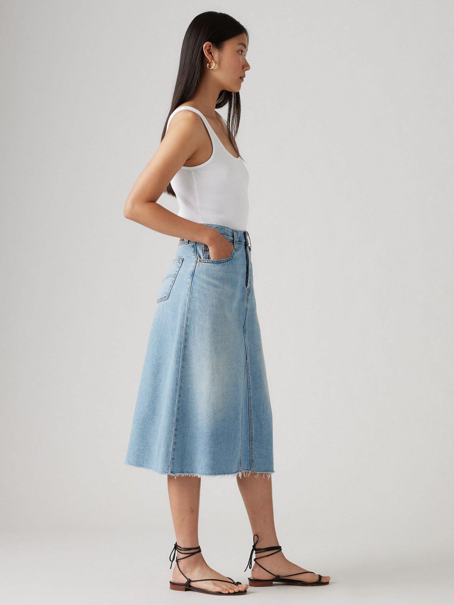 Product image 4 of 6, which shows Levi's Deacon High Rise Denim Midi Skirt, Secret Secret, 24