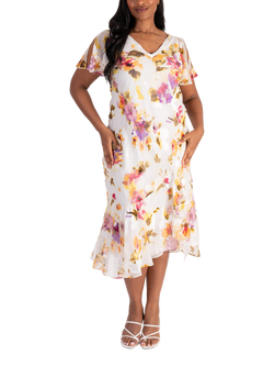 chesca Floral Devoree Dress, Ivory/Multi, Ivory/Multi