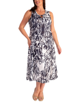 chesca Floral Scribble Print Sleeveless Mesh Dress, White/Midnight