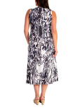 chesca Floral Scribble Print Sleeveless Mesh Dress, White/Midnight