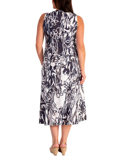 chesca Floral Scribble Print Sleeveless Mesh Dress, White/Midnight - view 2, White/Midnight