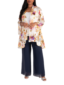 chesca Floral Bouquet Devoree Jacket, Ivory/Multi, Ivory/Multi