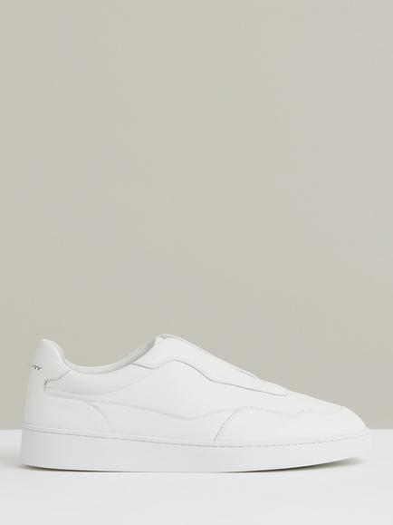 Reiss Lane Leather Low Top Trainers, White, White