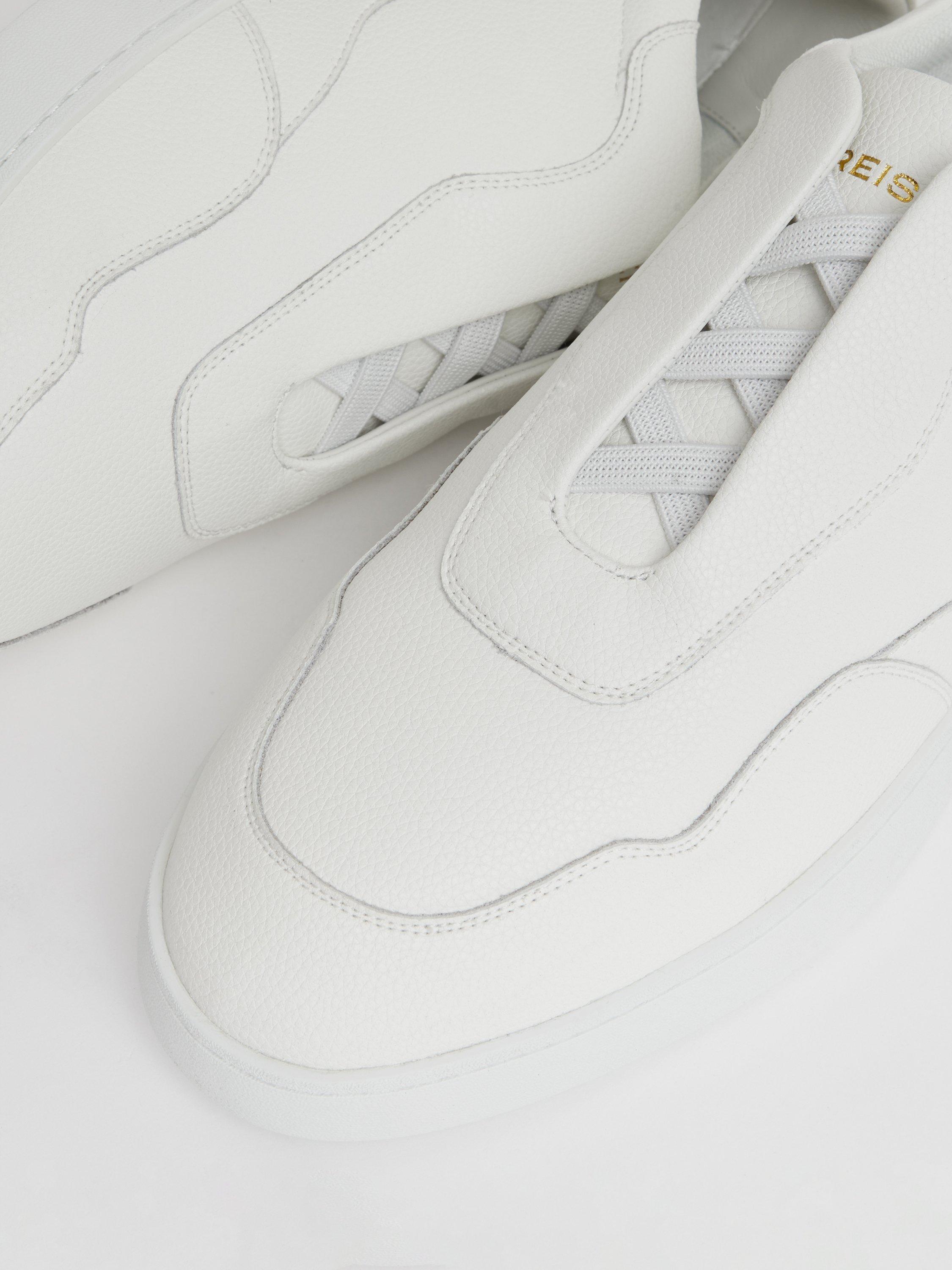 Product image 2 of 4, which shows Reiss Lane Leather Low Top Trainers, White, 7