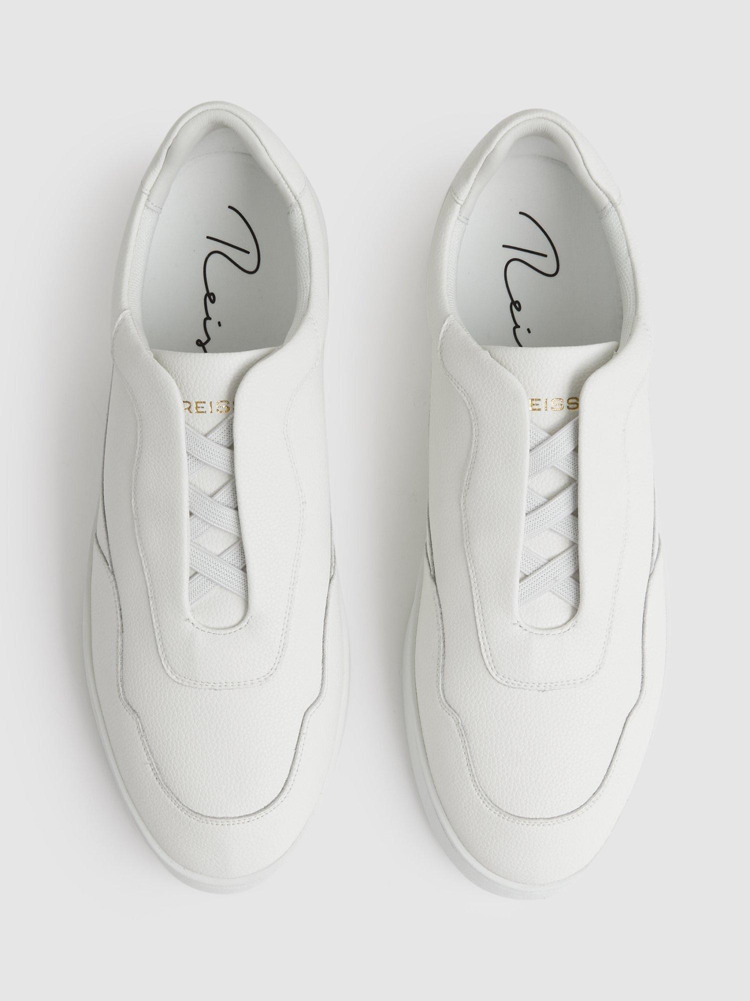 Product image 3 of 4, which shows Reiss Lane Leather Low Top Trainers, White, 7
