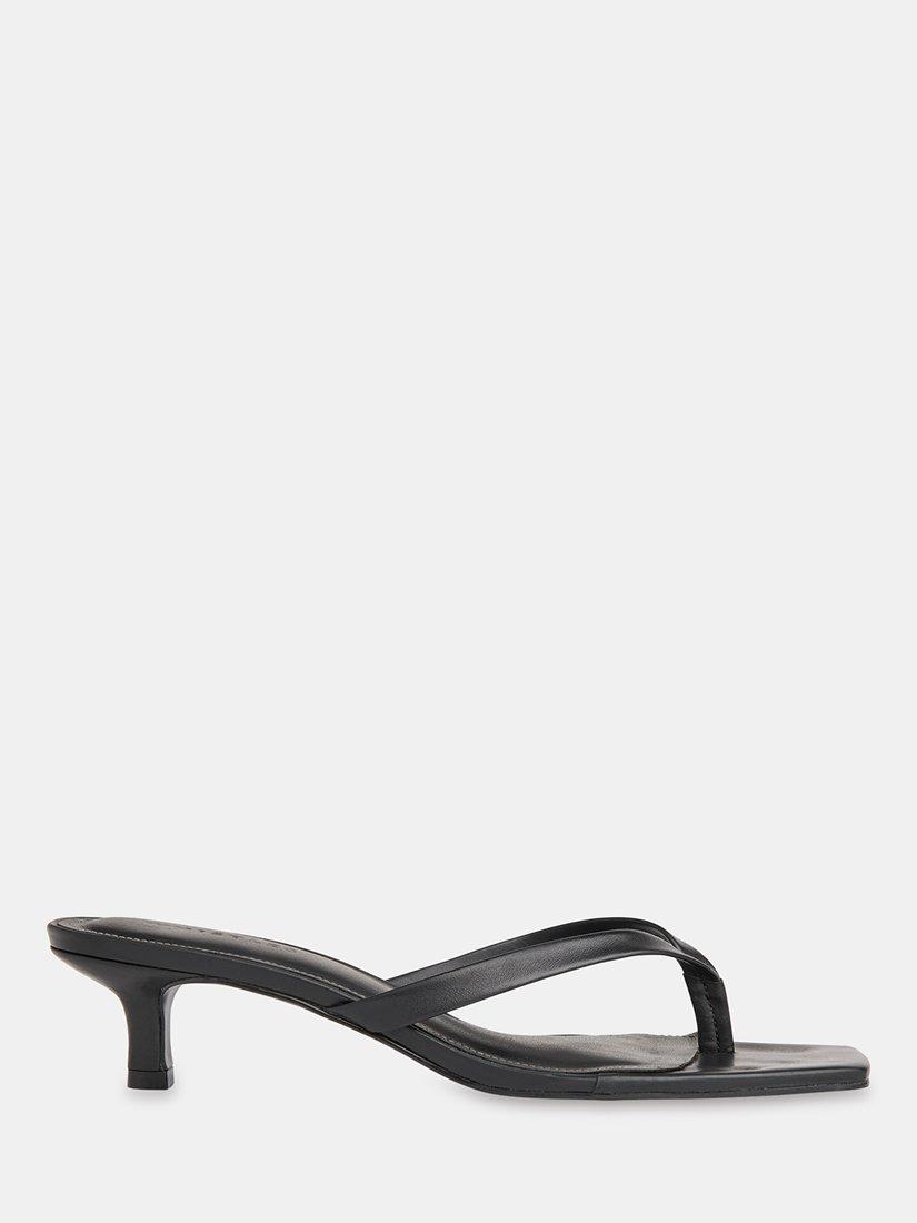 Product image 1 of 4, which shows Whistles Leather Toe Post Kitten Heel, Black, 3