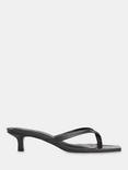 Whistles Leather Toe Post Kitten Heel, Black
