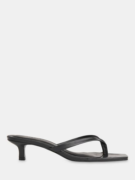 Whistles Leather Toe Post Kitten Heel, Black, Black