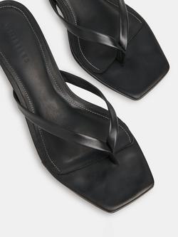 Whistles Leather Toe Post Kitten Heel, Black - view 2, Black