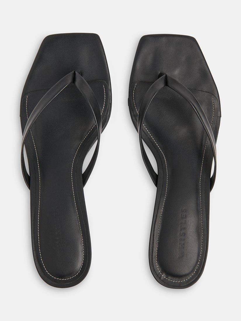 Product image 3 of 4, which shows Whistles Leather Toe Post Kitten Heel, Black, 3