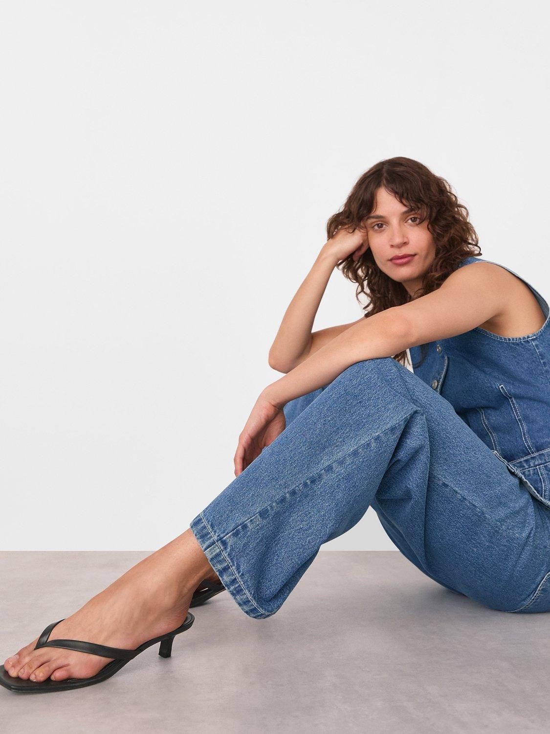 Product image 4 of 4, which shows Whistles Leather Toe Post Kitten Heel, Black, 3