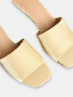 Whistles Satin Slip On Heeled Mules - view 2, Pale Yellow