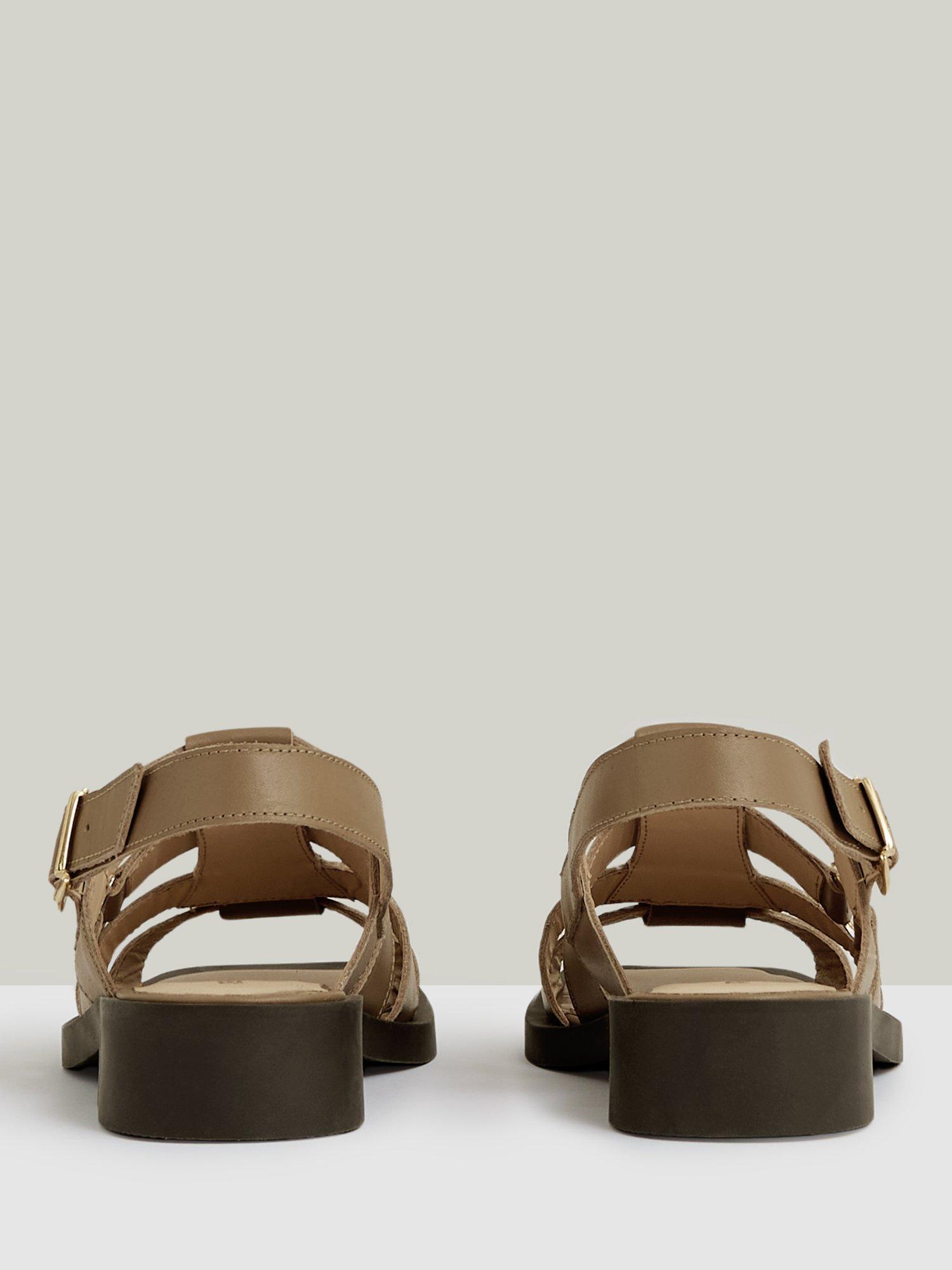 Product image 4 of 5, which shows Reiss Marlie Leather Fisherman Sandals, Tan, 3