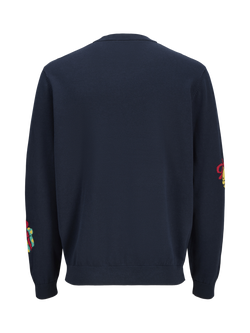 Jack & Jones Kids' Cotton Christmas Crew Neck Jumper, Sky Captain - view 2, Sky Captain