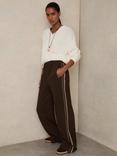 Reiss Robyn Side Stripe Wide Leg  Mixed Blend Trousers
