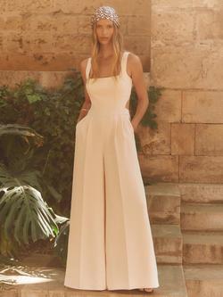 Reiss Dion Cut Out Waist Wide Leg Jumpsuit, Pale Pink