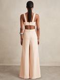 Reiss Dion Cut Out Waist Wide Leg Jumpsuit, Pale Pink