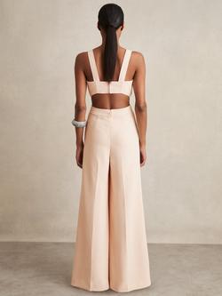 Reiss Dion Cut Out Waist Wide Leg Jumpsuit - view 2, Pale Pink