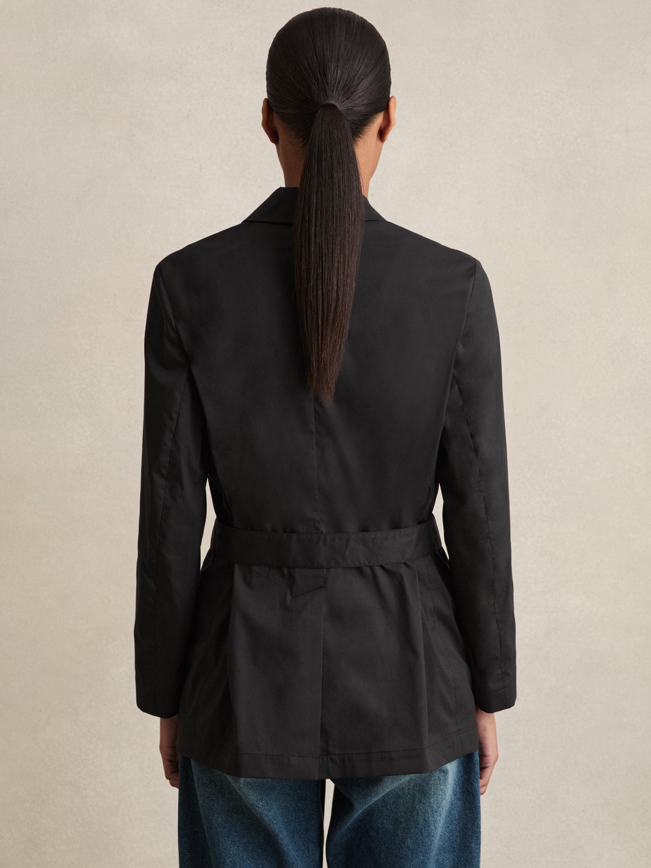 Product image 2 of 5, which shows Reiss Osbourne Belted Cotton Blend Jacket Black, Black, 6