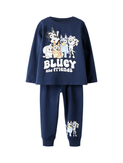 NAME IT Kids' Bluey Long Sleeve Pyjama Set, Navy Blazer, Navy Blazer
