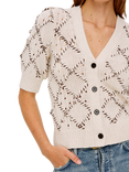 Rails Isla Argyle Short Sleeve Cardigan, Oat