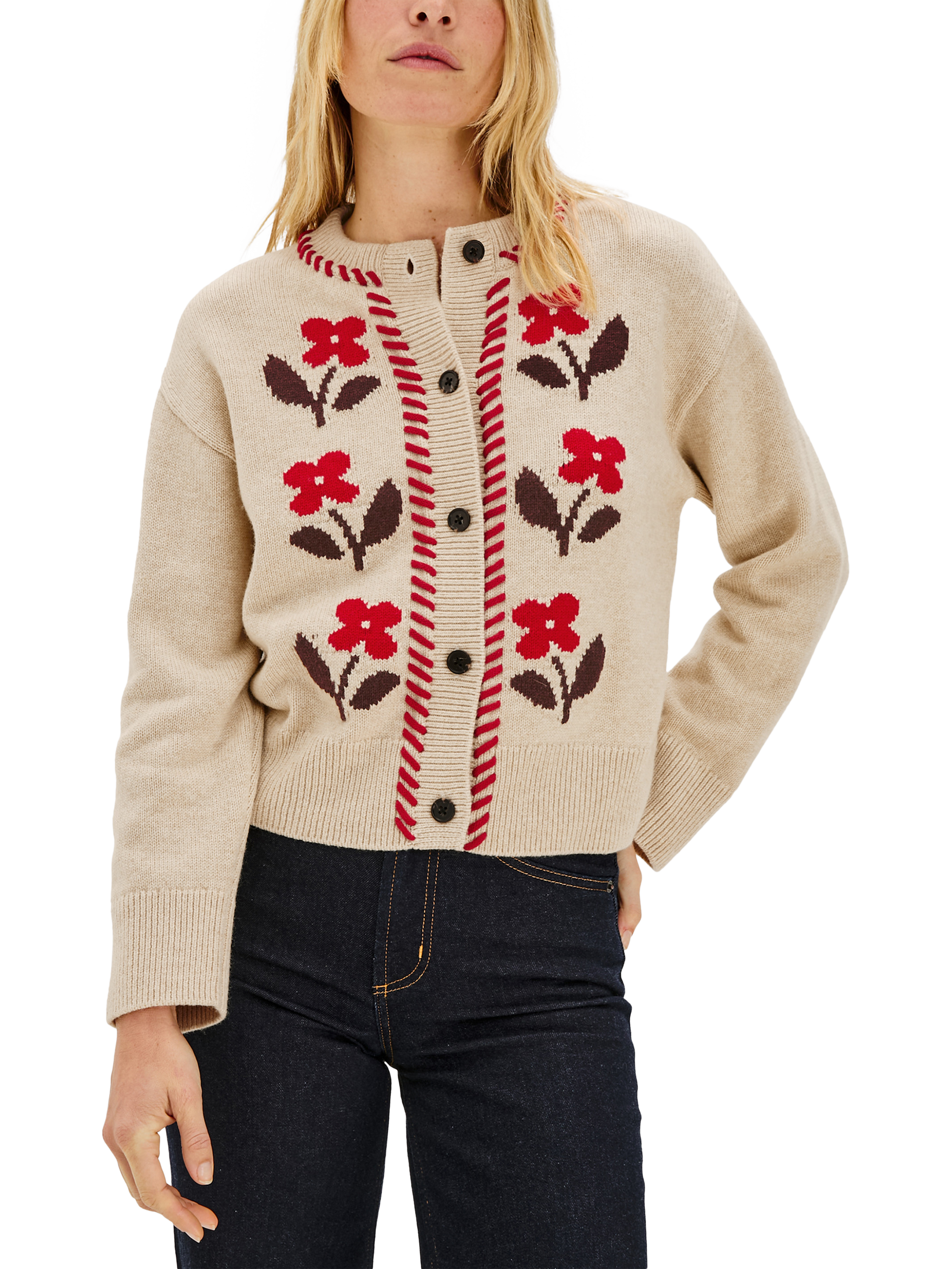 Product image 1 of 6, which shows Rails Mavie Flowers Cardigan, Beige/Multi, XS