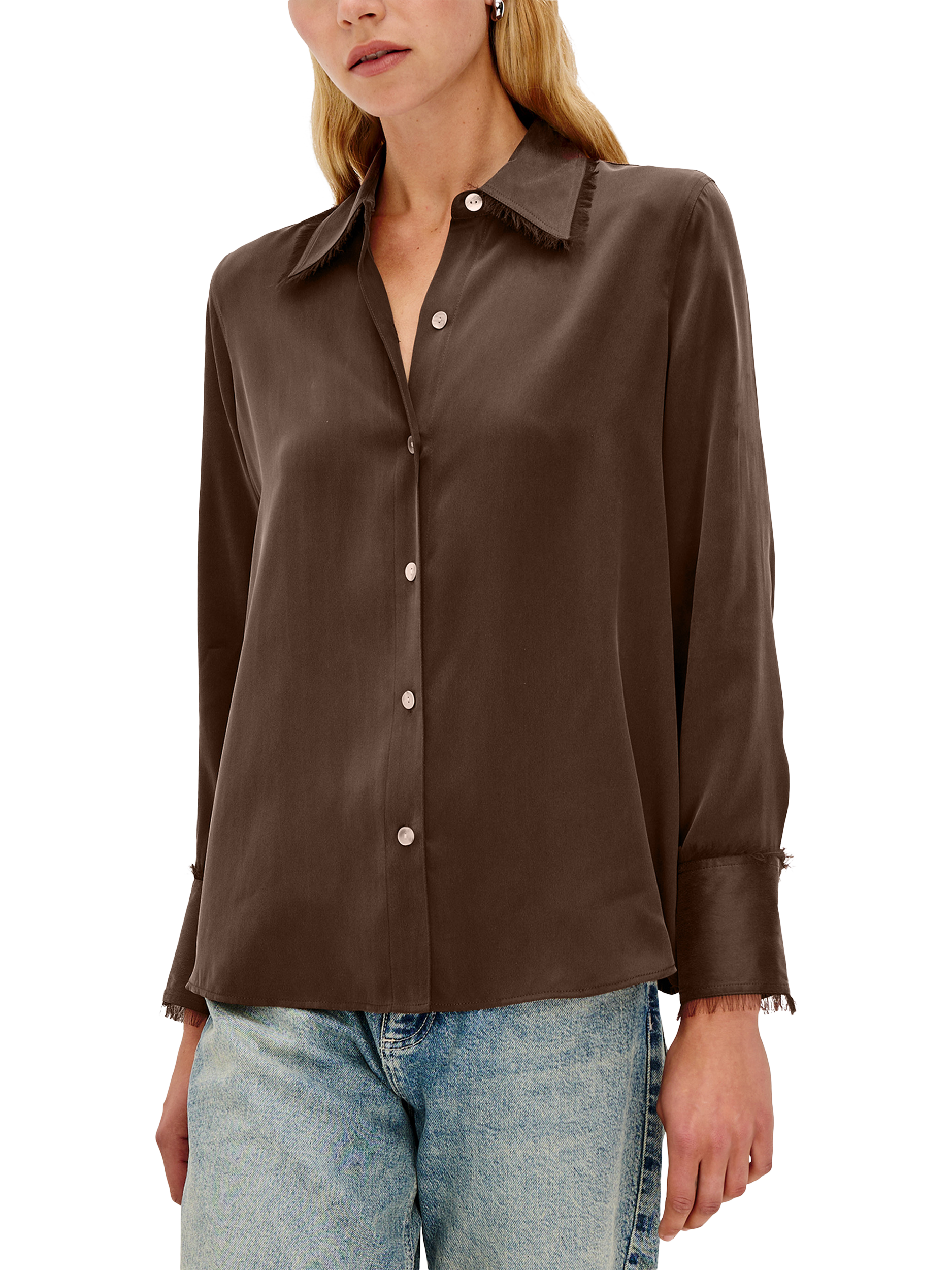 Product image 1 of 6, which shows Rails Abbey Long Sleeve Shirt, Espresso, M