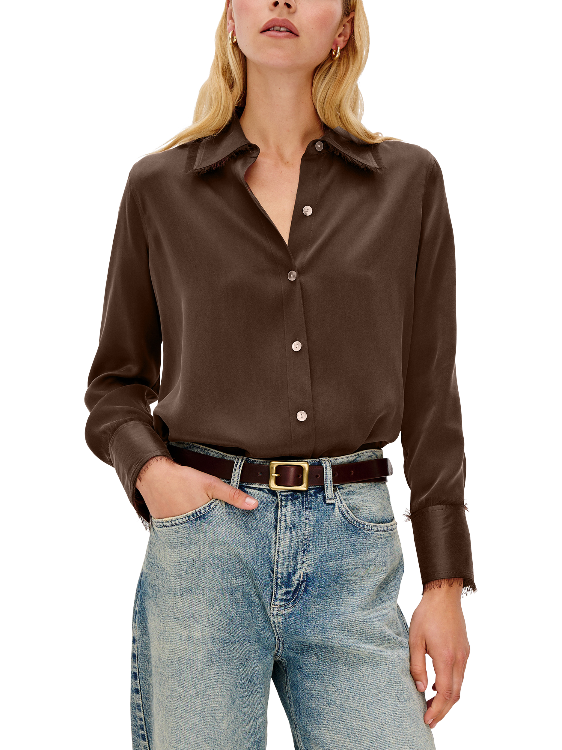 Product image 5 of 6, which shows Rails Abbey Long Sleeve Shirt, Espresso, M