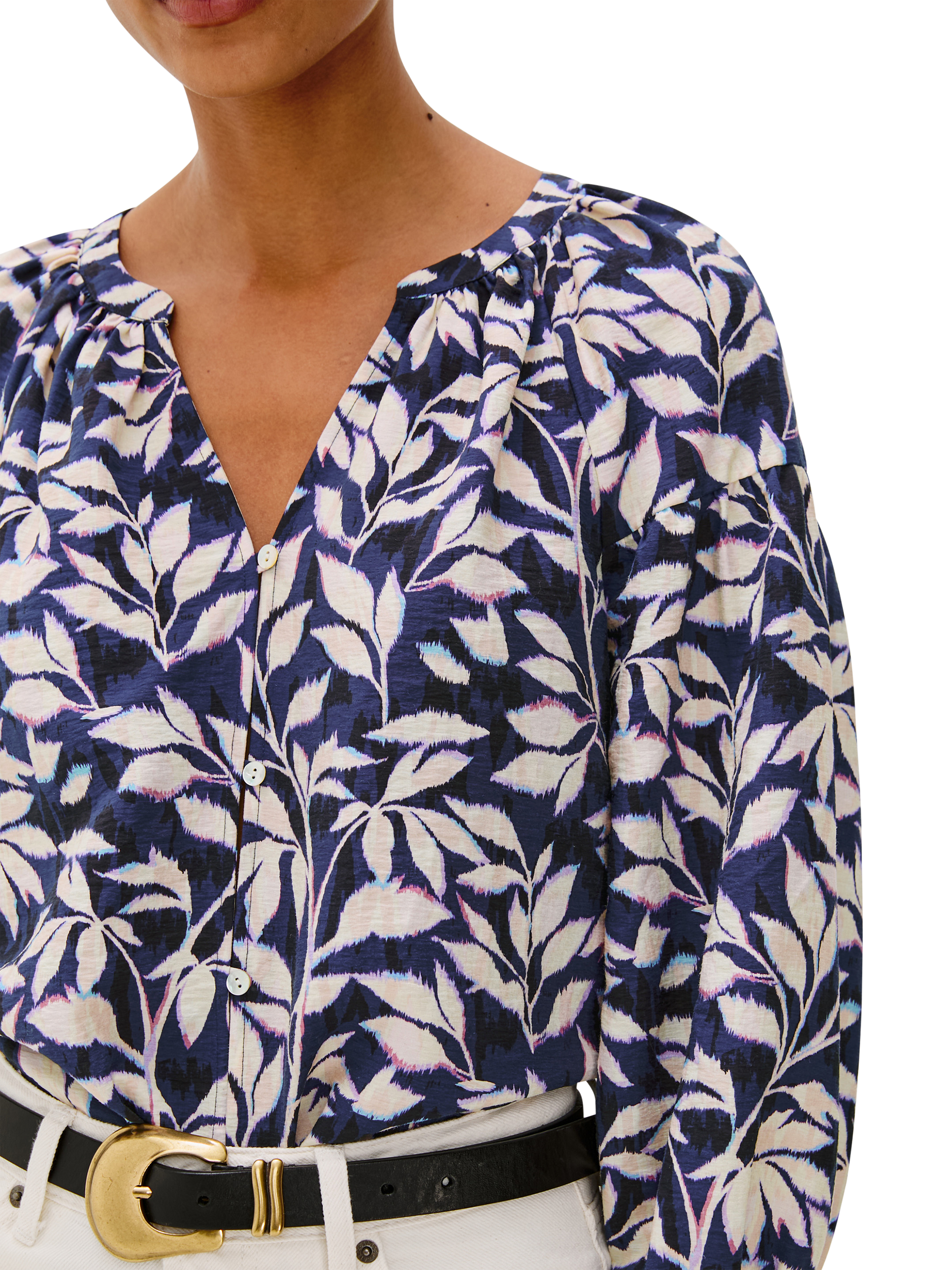 Product image 2 of 6, which shows Rails Vasia Floral Top, Navy Vines, XS