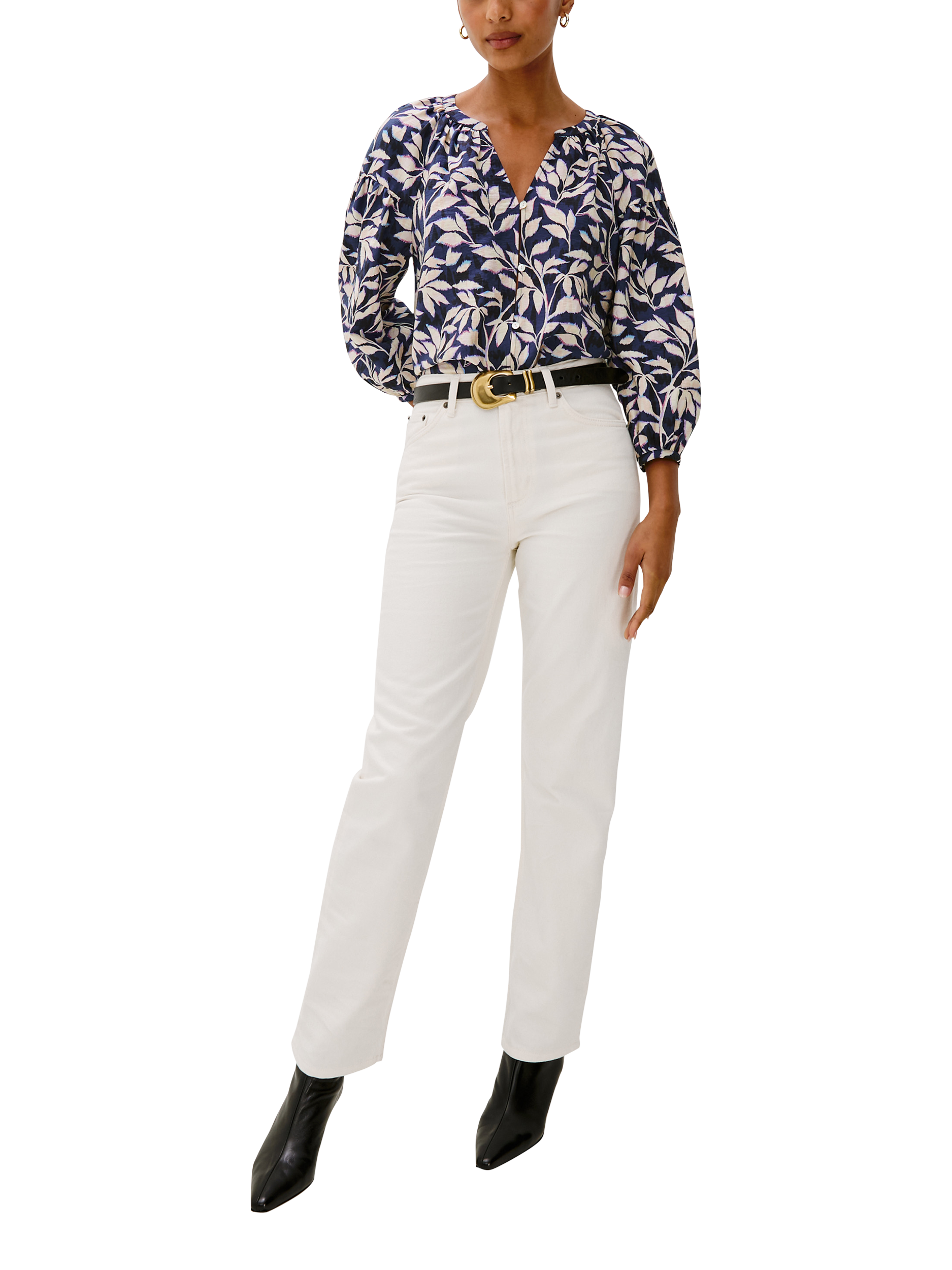 Product image 3 of 6, which shows Rails Vasia Floral Top, Navy Vines, XS