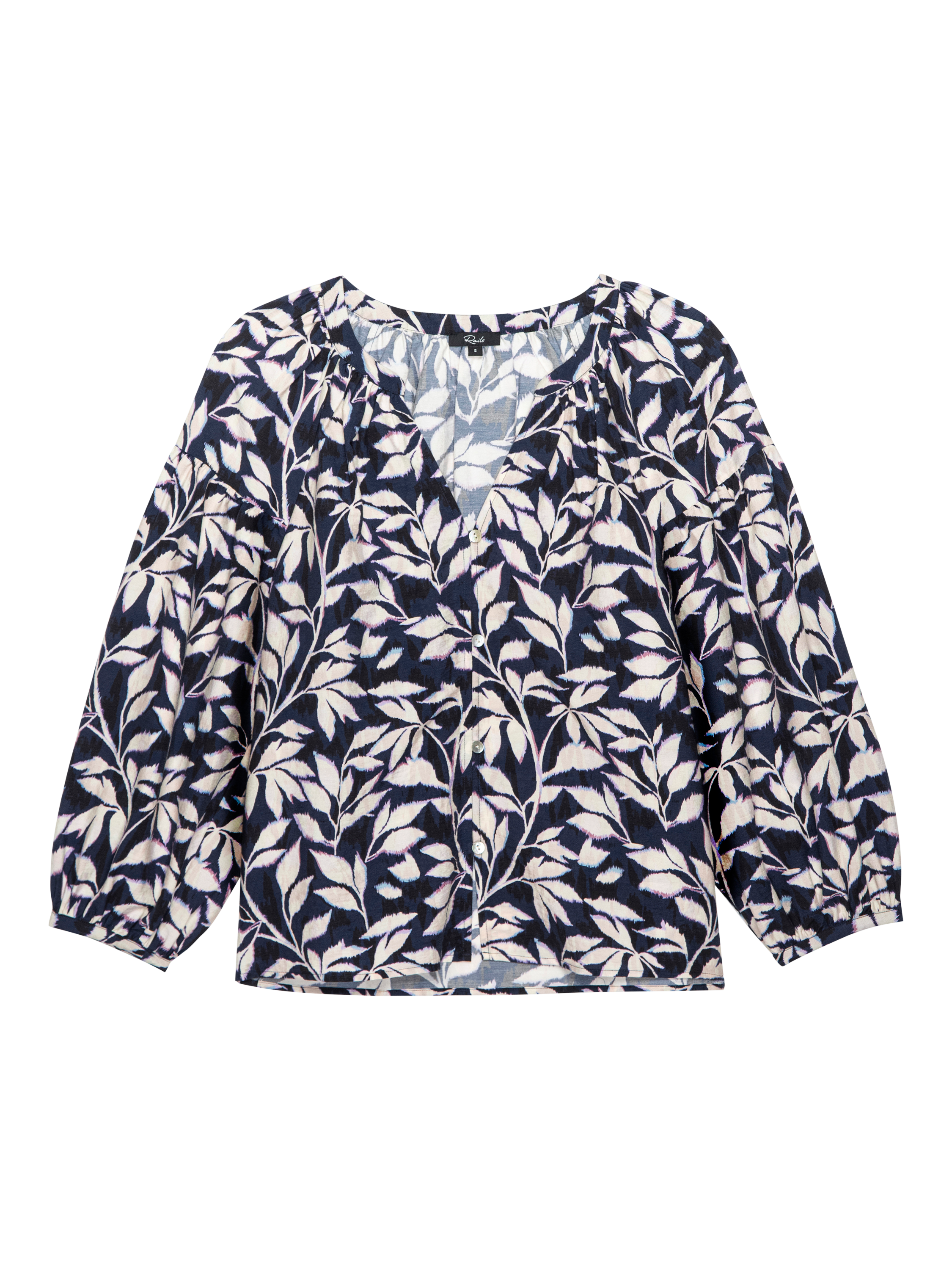 Product image 4 of 6, which shows Rails Vasia Floral Top, Navy Vines, XS