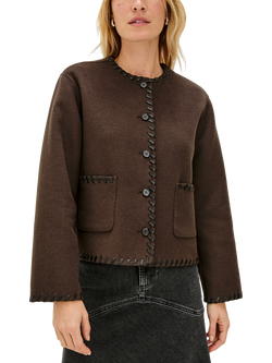 Rails Melanie Contrast Stitch Cardigan, Dark Brown, Dark Brown