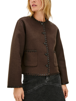 Rails Melanie Contrast Stitch Cardigan, Dark Brown - view 2, Dark Brown