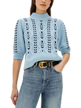 Rails Addy Lace Stitch Jumper, Sky Navy Cables