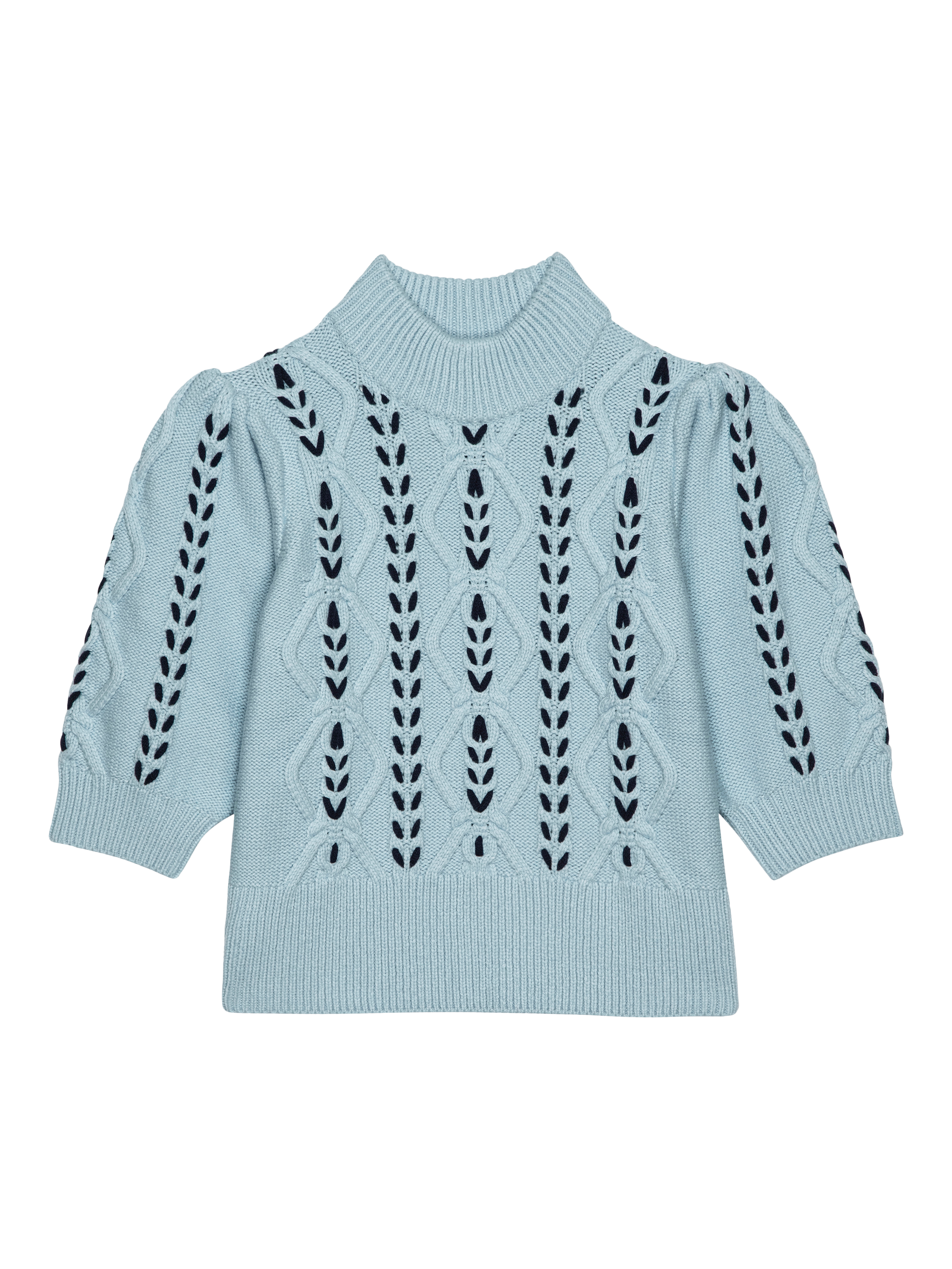 Product image 4 of 6, which shows Rails Addy Lace Stitch Jumper, Sky Navy Cables, XL