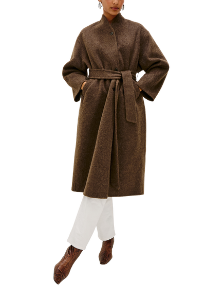Rails Roland Funnel Neck Wool Rich Coat, Dark Brown, Dark Brown