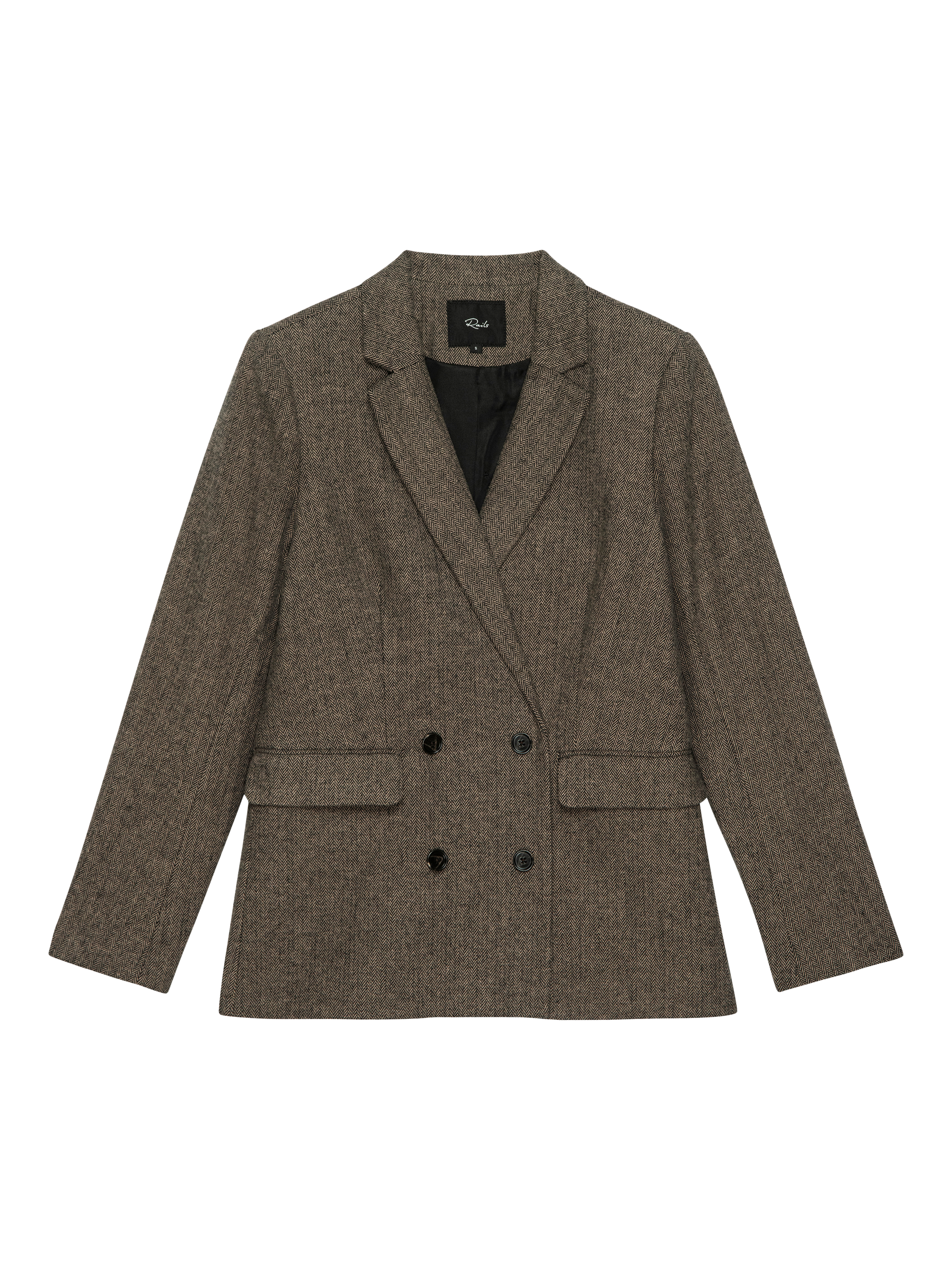 Product image 4 of 6, which shows Rails Jac Herringbone Blazer, Camel Black Her, XS