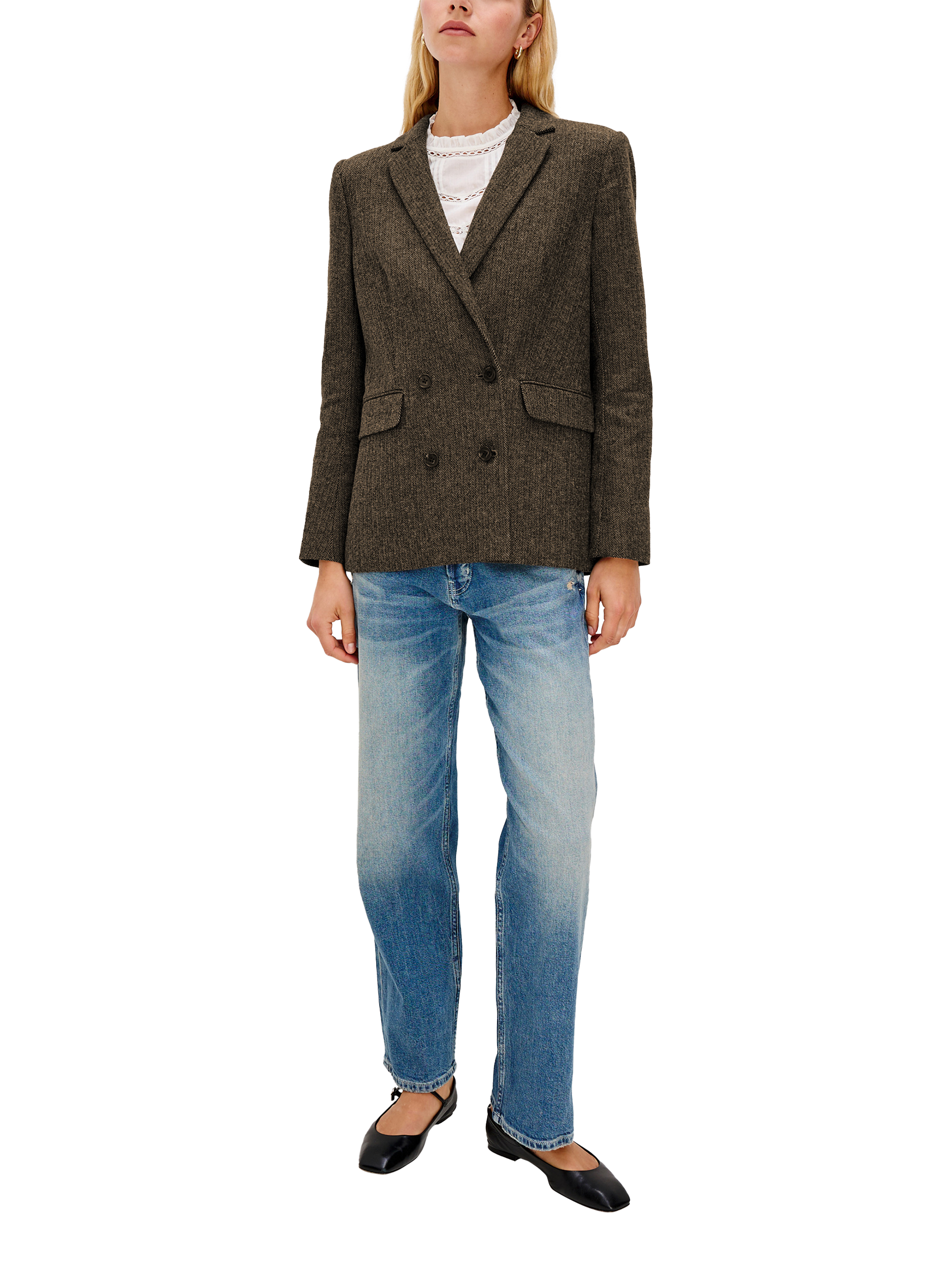 Product image 5 of 6, which shows Rails Jac Herringbone Blazer, Camel Black Her, XS